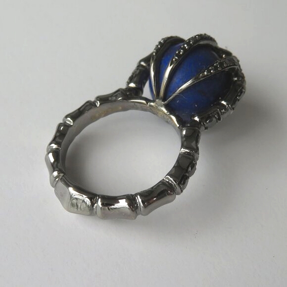 Stephen Webster "Verne" Bone Lapis Black Diamond 18k Gold Ring - Picture 8 of 17